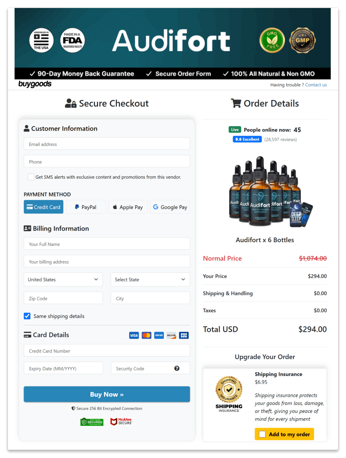 Audifort Secure Checkout Page